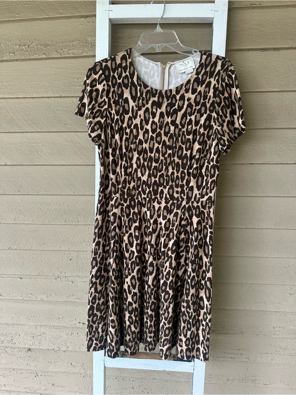 kate spade Leopard Print Scoop Neck Dress - Tan & Black